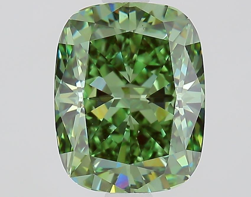 1.80 Ct. Fancy Vivid Green Cushion Lab Grown Diamond