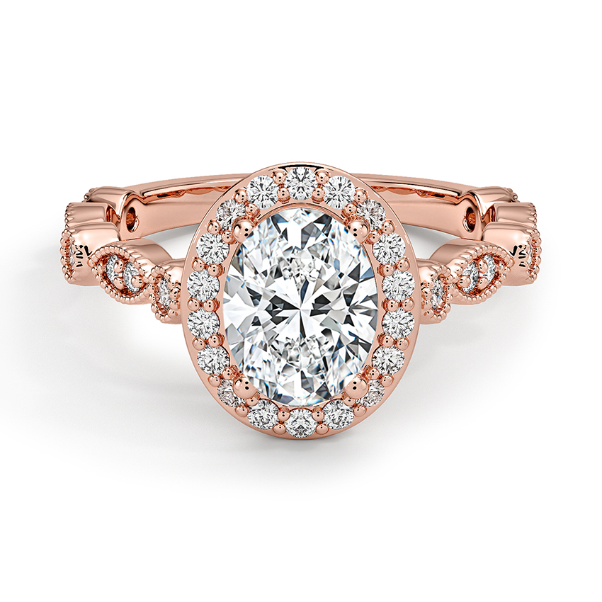 Custom Oval Halo and Tiara Diamond Ring