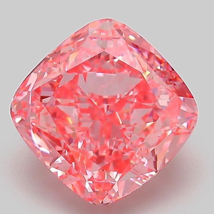 3.07 Ct. Fancy Vivid Pink Cushion Lab Grown Diamond