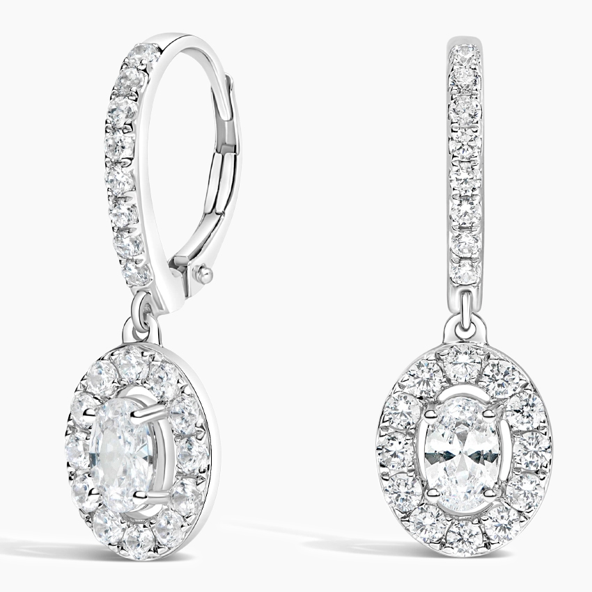 2ct. tw. White Halo Earrings, Lab Grown Diamond