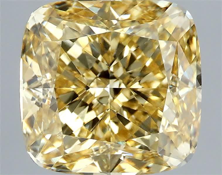3.38 Ct. Fancy Intense  Yellow Cushion Lab Grown Diamond