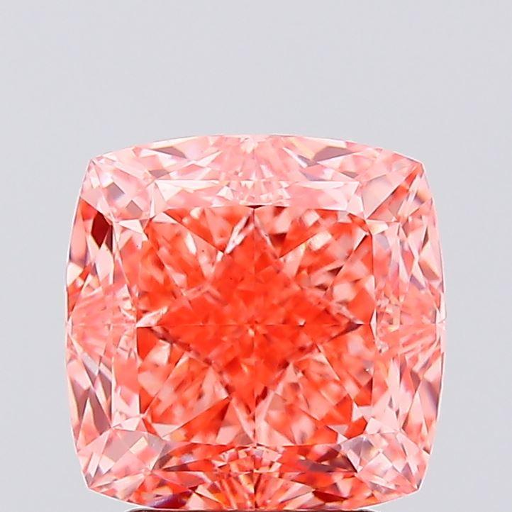 3.14 Ct. Fancy Vivid Orange Pink Cushion Lab Grown Diamond