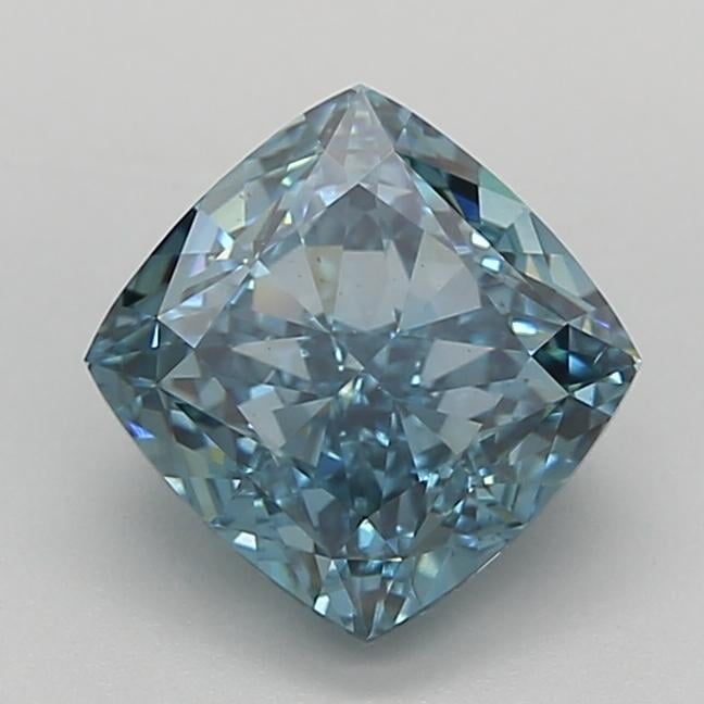3.04 Ct. Fancy Vivid  Blue Cushion Lab Grown Diamond