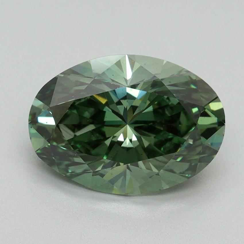 2.96 Ct. Fancy Vivid Green Oval Lab Grown Diamond