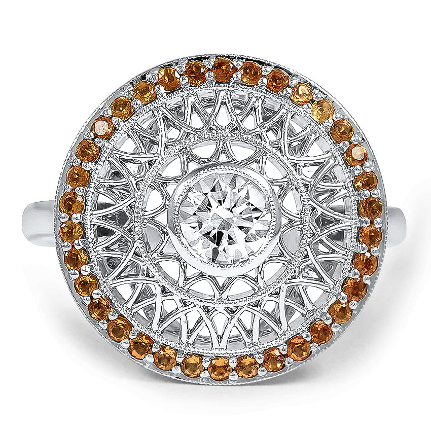 Custom Vintage Inspired Woven Circle Diamond Ring