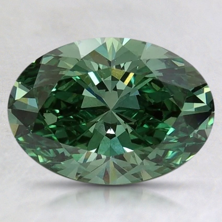 1.69 Ct. Fancy Vivid Pacific Green Oval Lab Grown Diamond, top view