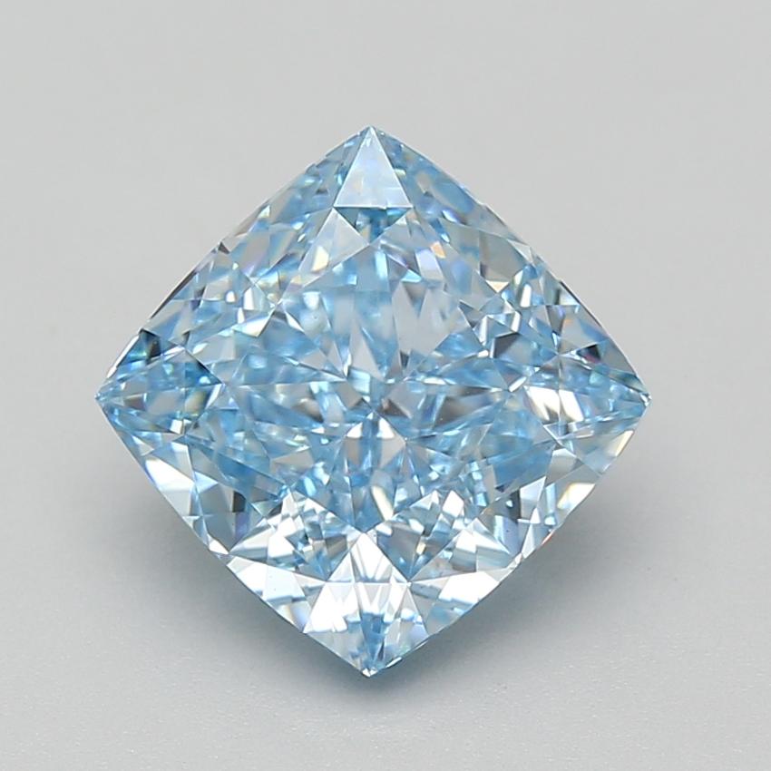 4.03 Ct. Fancy Vivid Blue Cushion Lab Grown Diamond