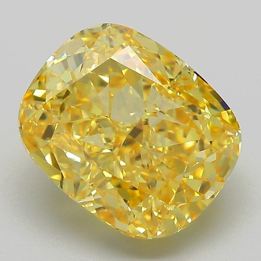 5.07 Ct. Fancy Vivid Yellow Cushion Lab Grown Diamond