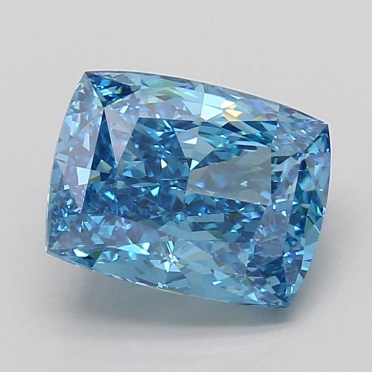 3.07 Ct. Fancy Vivid Blue Cushion Lab Grown Diamond