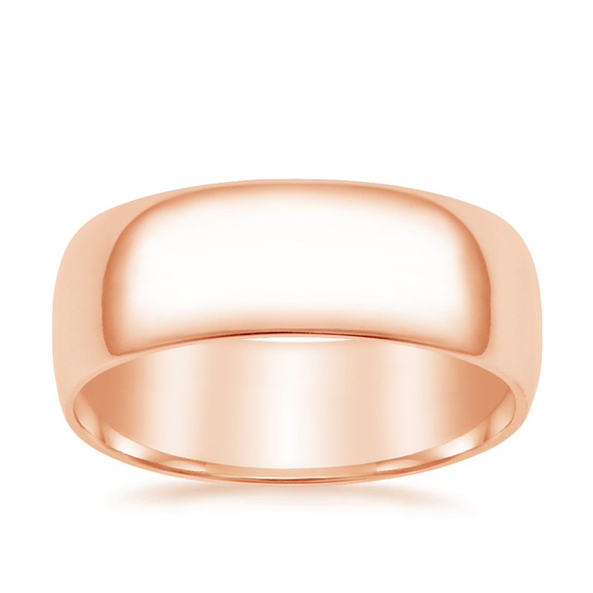 Raised Oval Bump And Edged 9ct Rose Gold 4mm Wedding Ring main image 1