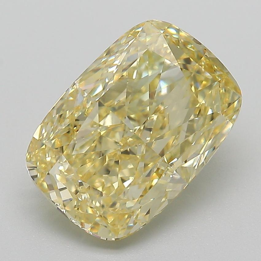 4.14 Ct. Fancy Vivid Yellow Cushion Lab Grown Diamond