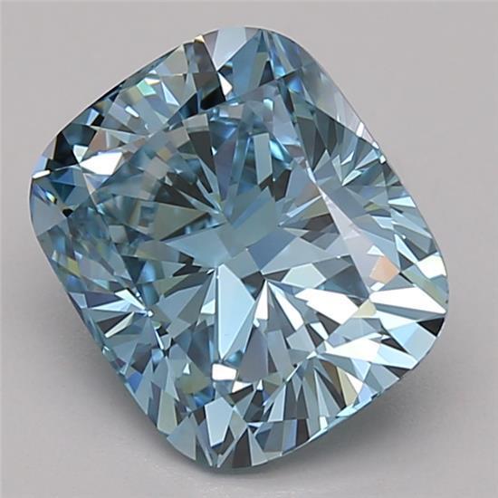 2.47 Ct. Fancy Vivid Blue Cushion Lab Grown Diamond