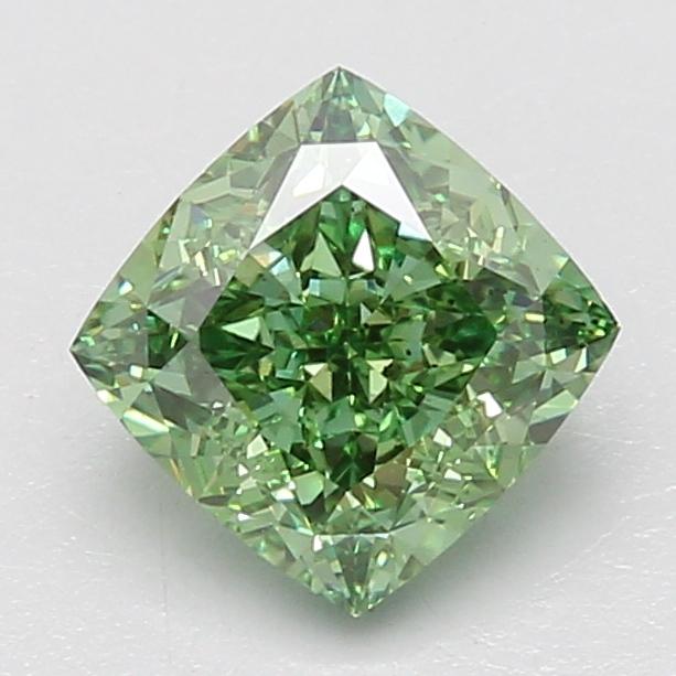 2.05 Ct. Fancy Vivid Green Cushion Lab Grown Diamond