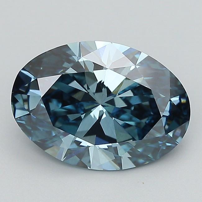 4.29 Ct. Fancy Vivid  Blue Oval Lab Grown Diamond