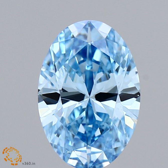 1.42 Ct. Fancy Vivid  Blue Oval Lab Grown Diamond