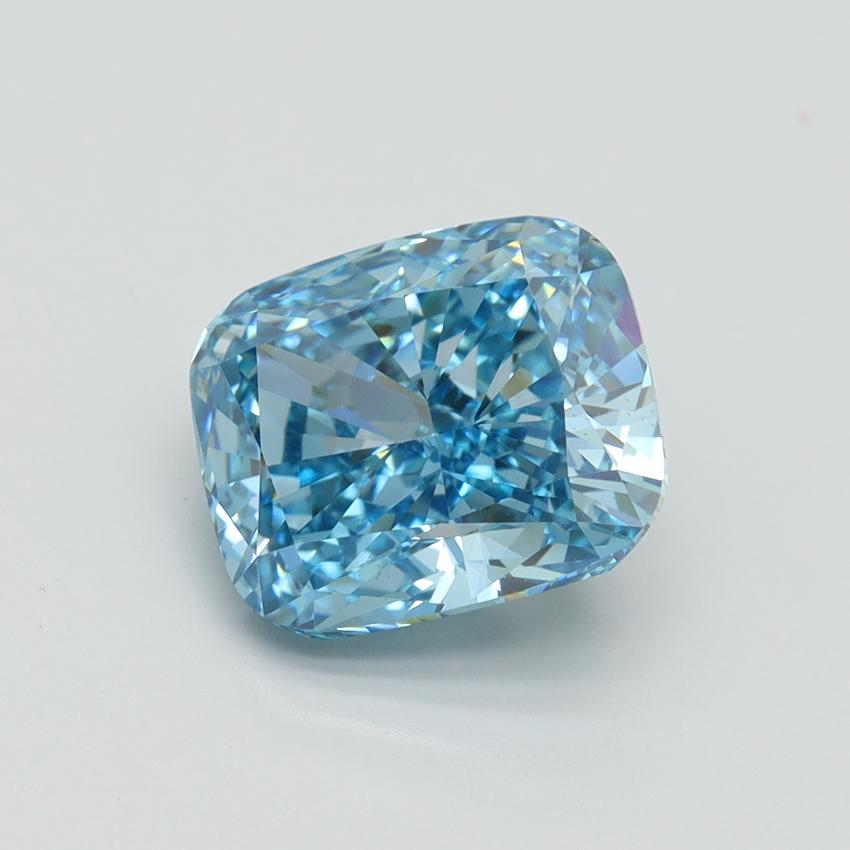 3.26 Ct. Fancy Intense Malibu Blue Cushion Lab Grown Diamond