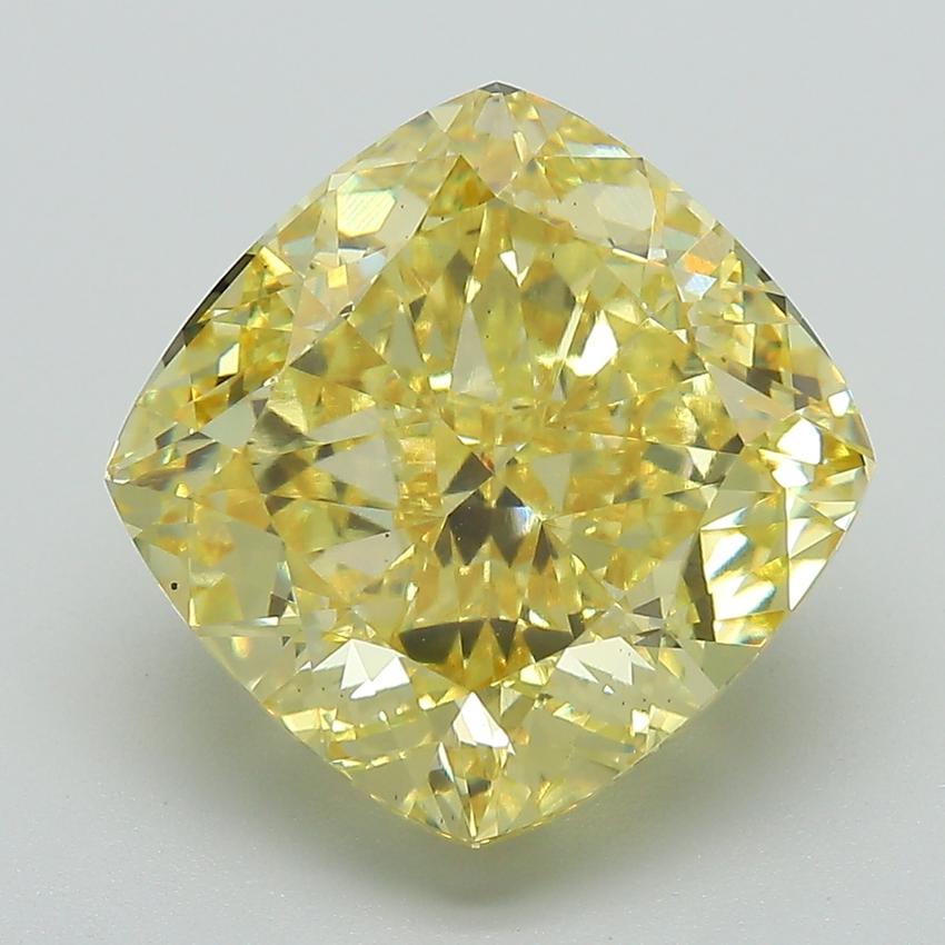 7.37 Ct. Fancy Vivid Yellow Cushion Lab Grown Diamond