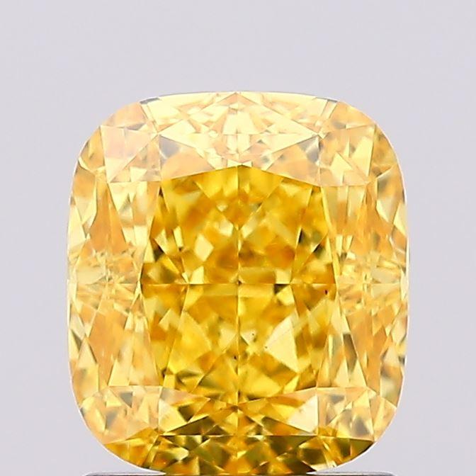 1.57 Ct. Fancy Vivid Yellow Cushion Lab Grown Diamond