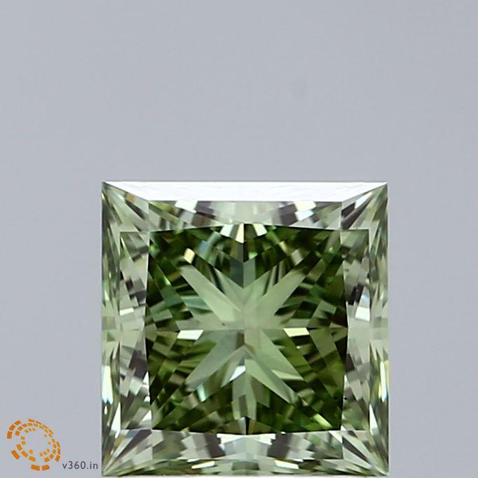 2.00 Ct. Fancy Vivid  Green Princess Lab Grown Diamond