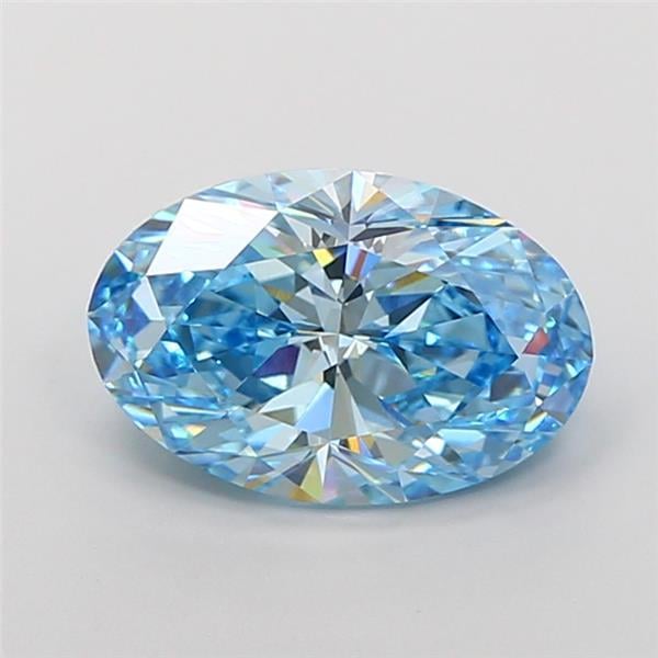 3.91 Ct. Fancy Vivid  Blue Oval Lab Grown Diamond