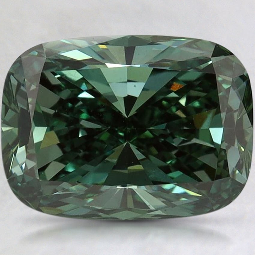 3.01 Ct. Fancy Vivid Pacific Green Cushion Lab Grown Diamond