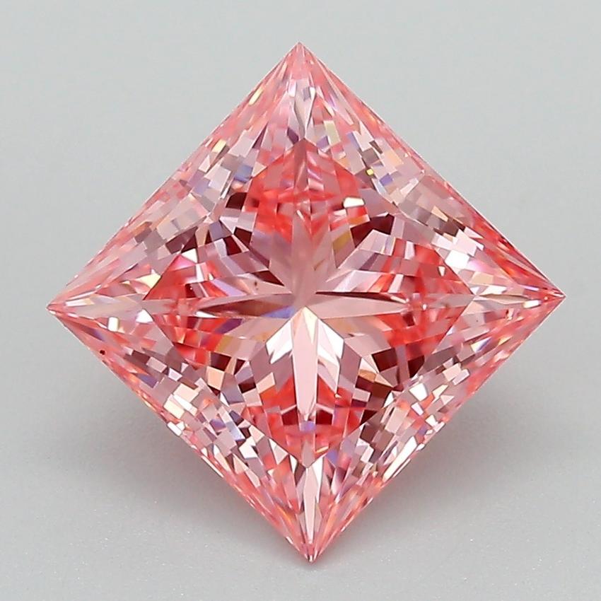 3.10 Ct. Fancy Vivid Pink Princess Lab Grown Diamond
