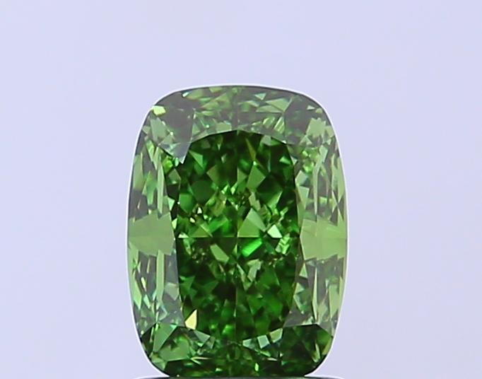 1.55 Ct. Fancy Vivid Green Cushion Lab Grown Diamond