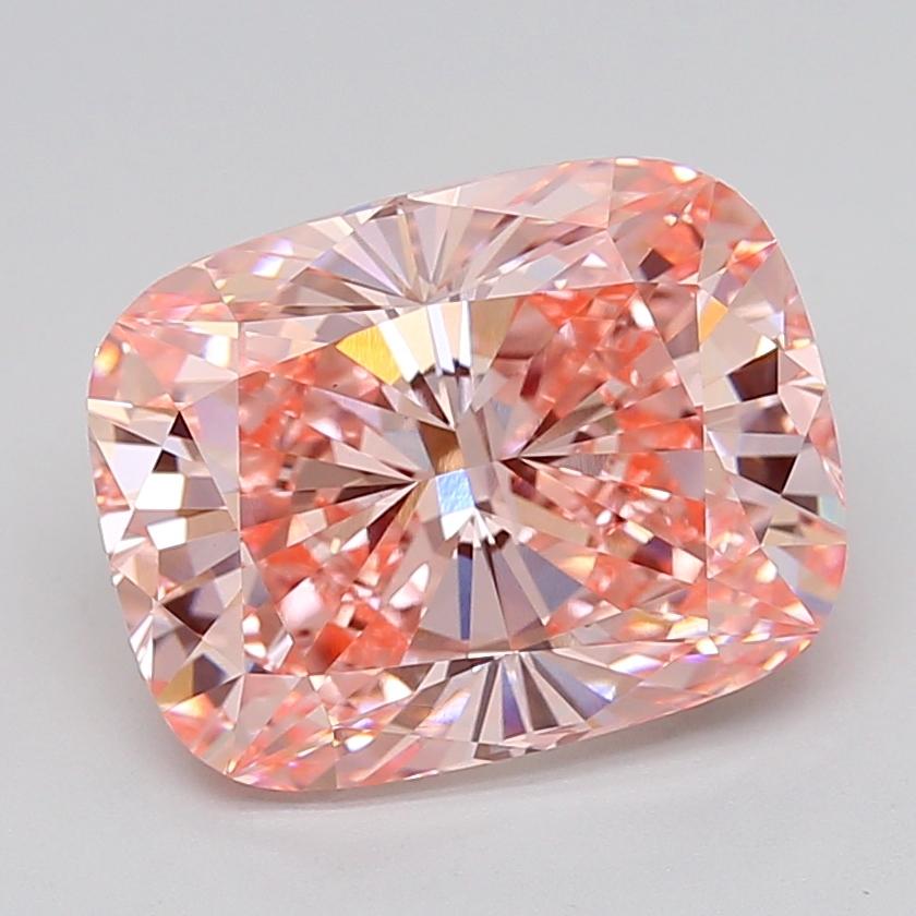 6.08 Ct. Fancy Vivid  Pink Cushion Lab Grown Diamond