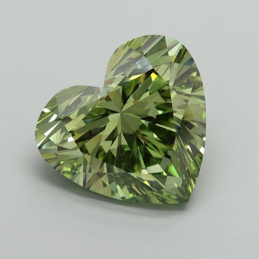9.13 Ct. Fancy Vivid Green Heart Lab Grown Diamond