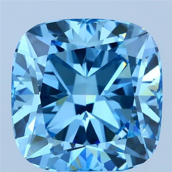 4.04 Ct. Fancy Vivid  Blue Cushion Lab Grown Diamond