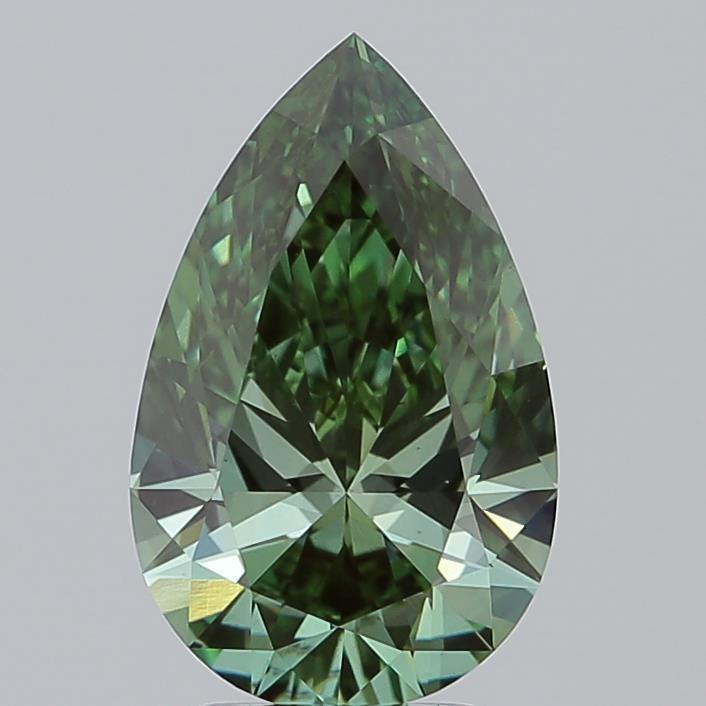 3.01 Ct. Fancy Vivid Green Pear Lab Grown Diamond