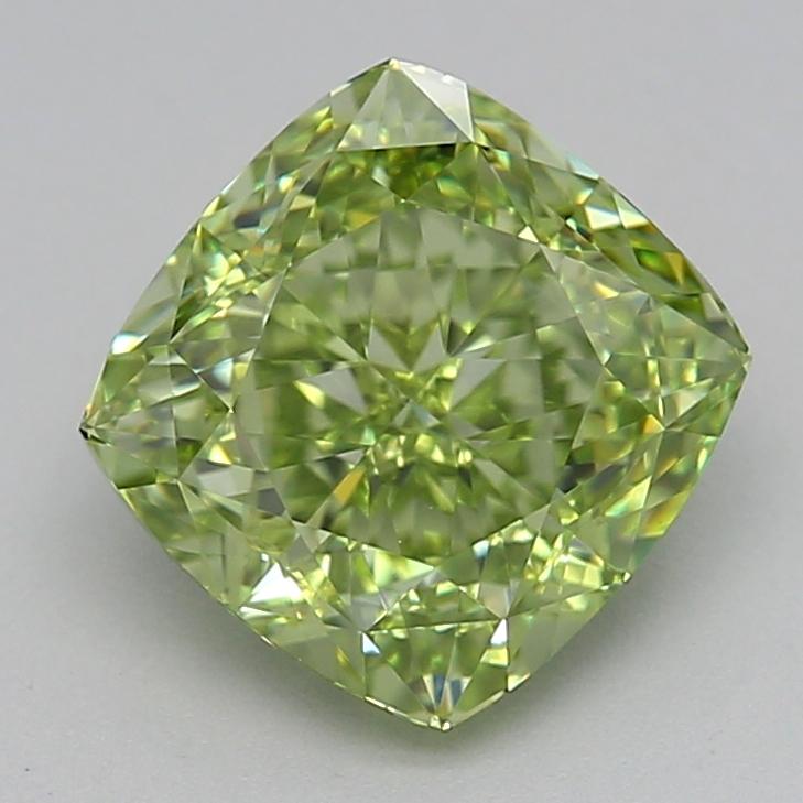 2.02 Ct. Fancy Vivid  Green Cushion Lab Grown Diamond