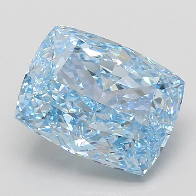 3.92 Ct. Fancy Vivid Blue Cushion Lab Grown Diamond