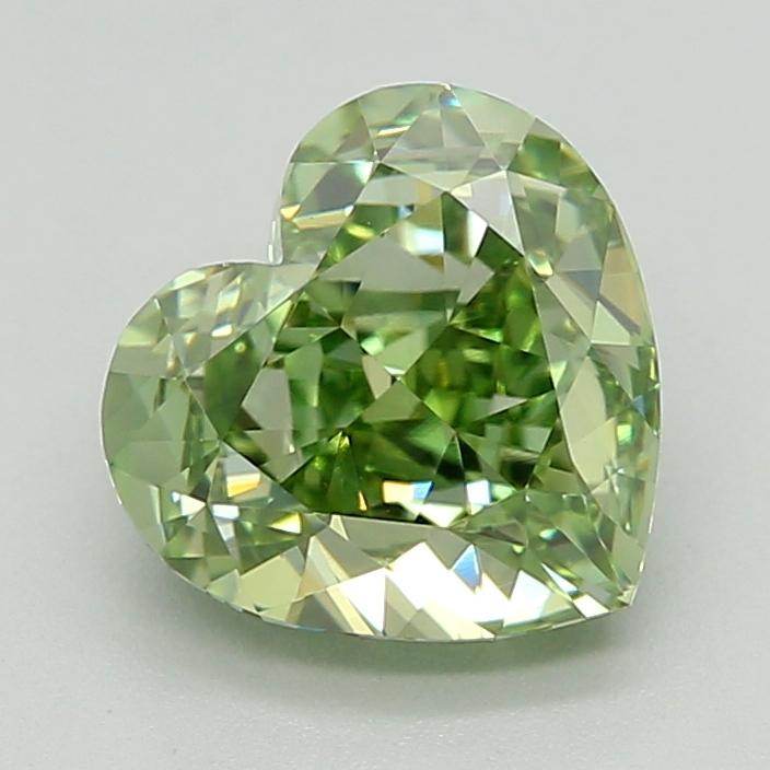 1.61 Ct. Fancy Vivid  Green Heart Lab Grown Diamond