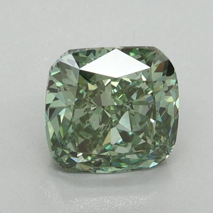 1.07 Ct. Fancy Vivid Green Cushion Lab Grown Diamond