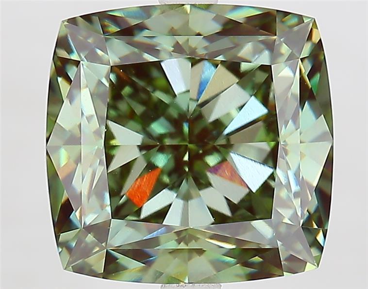 7.66 Ct. Fancy Vivid  Green Cushion Lab Grown Diamond