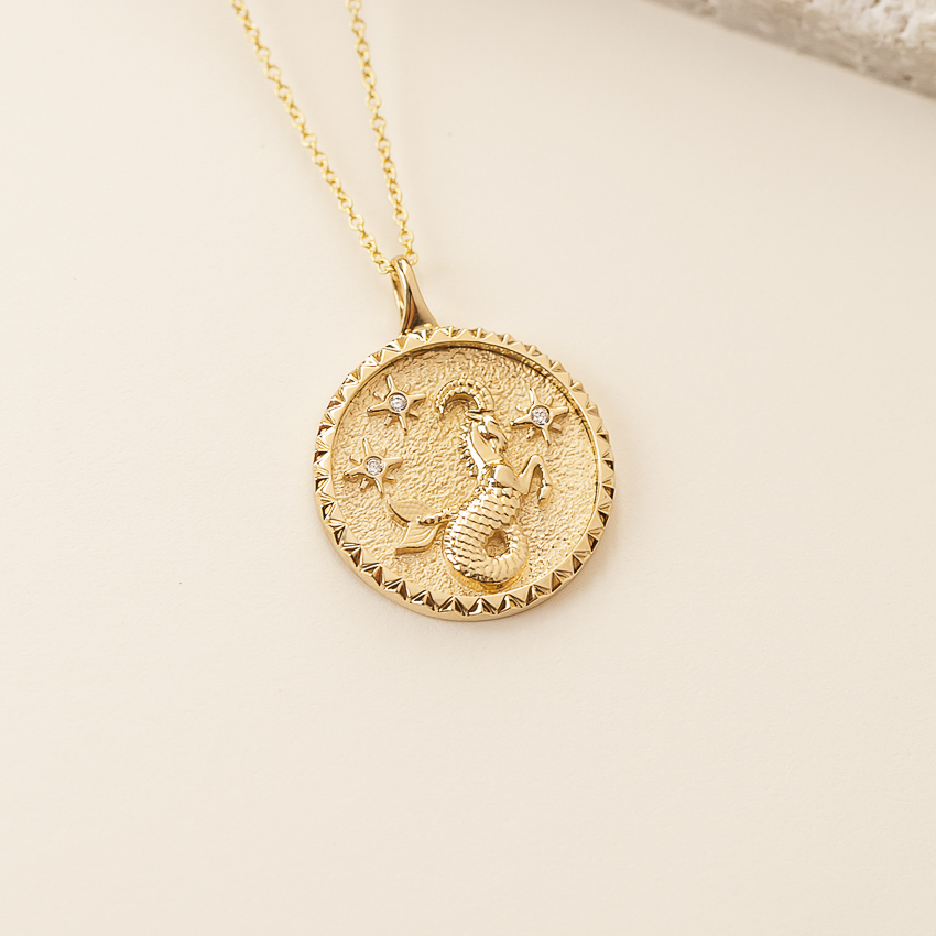 14K Yellow Gold Diamond | | Earth Necklace Accented Virgo Brilliant Zodiac Virgo