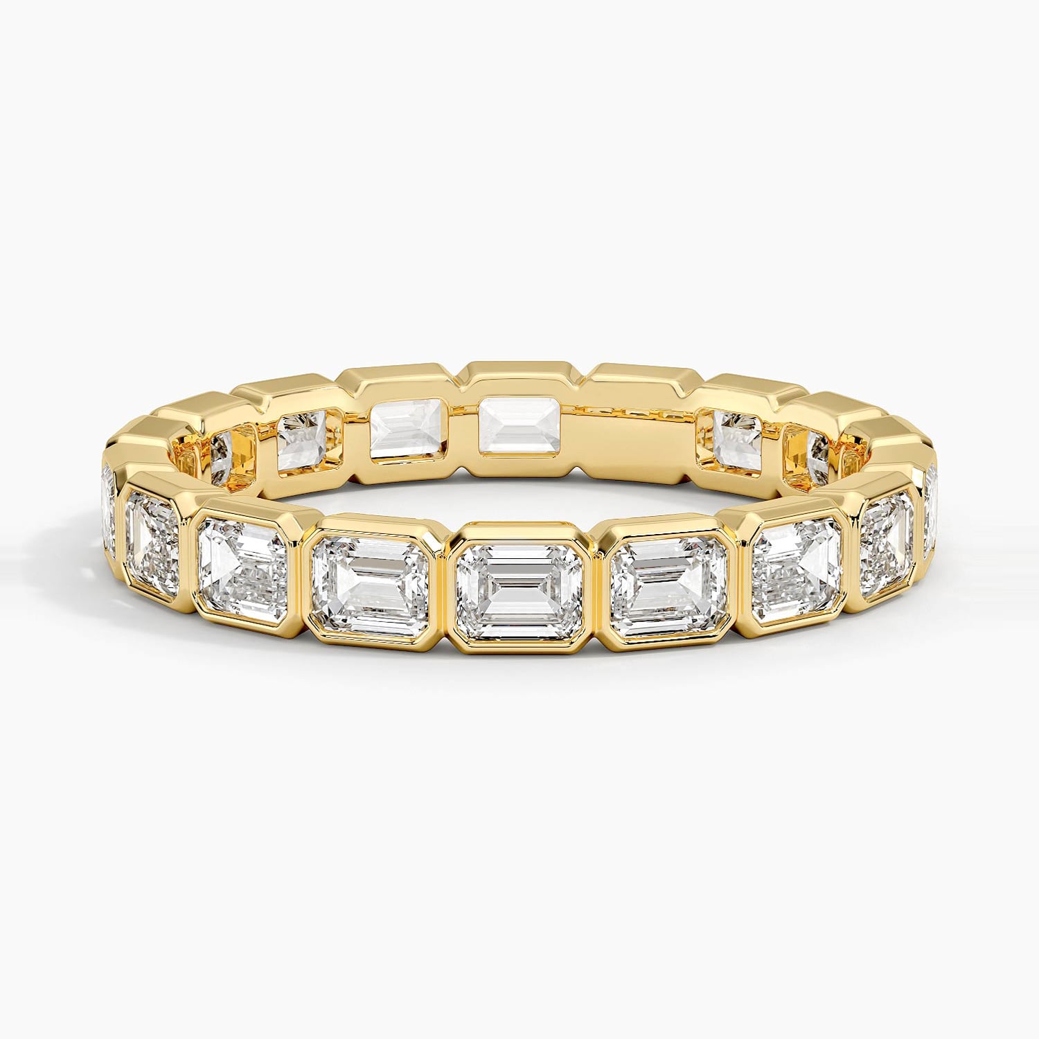 14K Yellow Gold East-West Bezel Emerald Cut Eternity Lab Diamond Ring