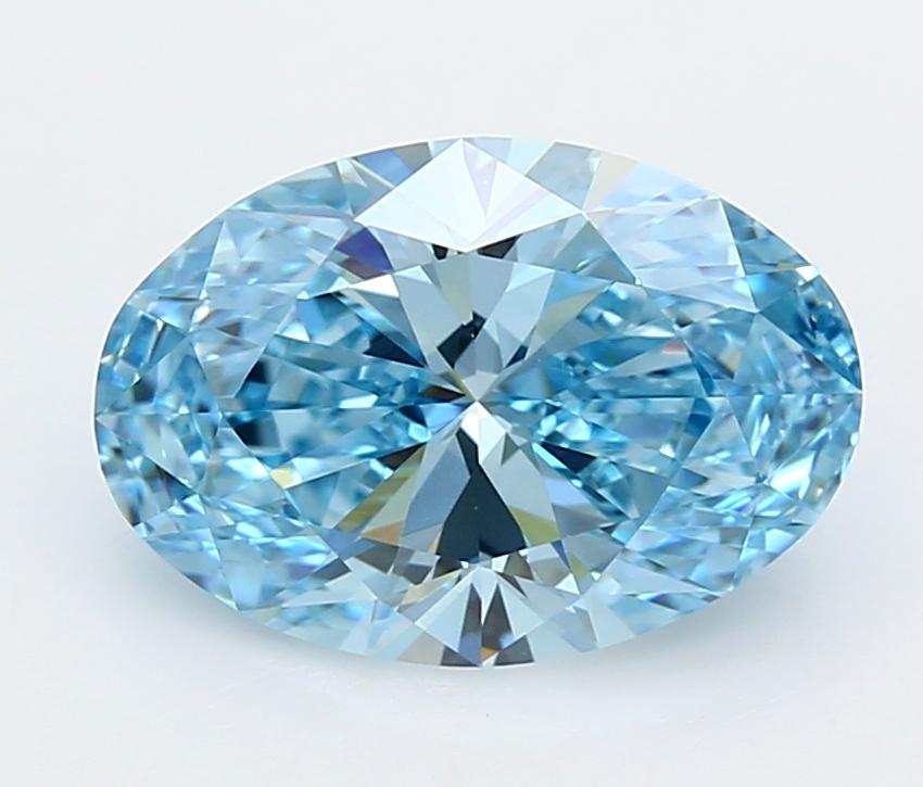 3.17 Ct. Fancy Vivid  Blue Oval Lab Grown Diamond