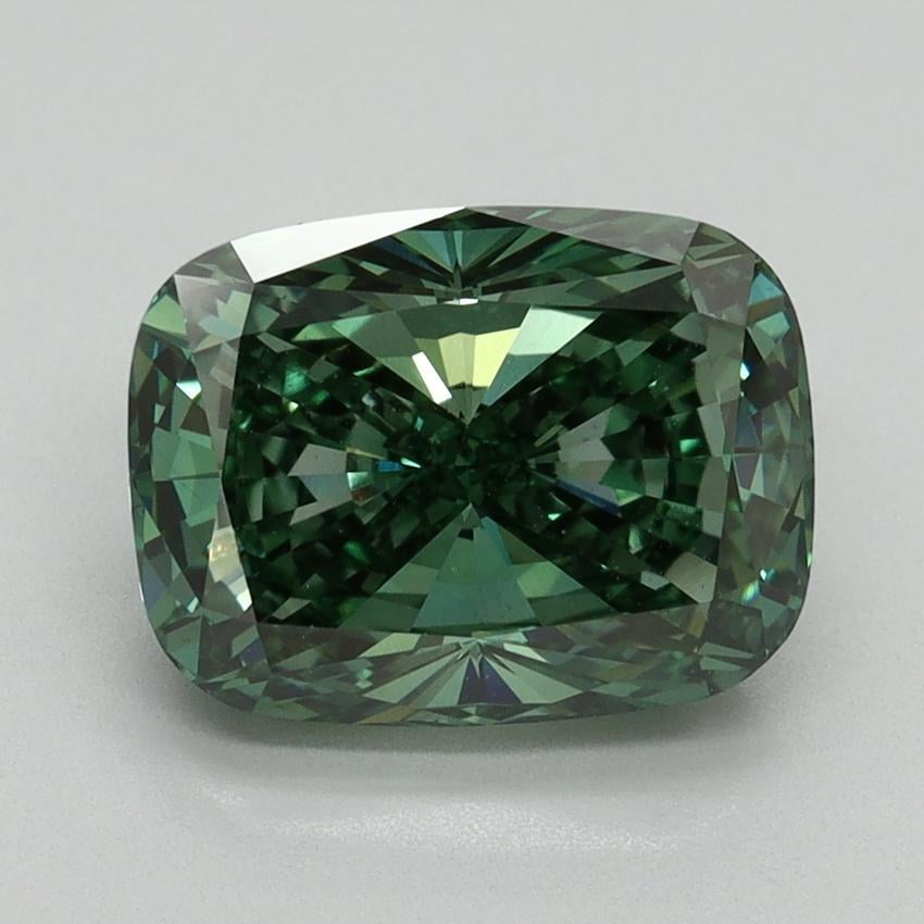 3.17 Ct. Fancy Vivid Pacific Green Cushion Lab Grown Diamond