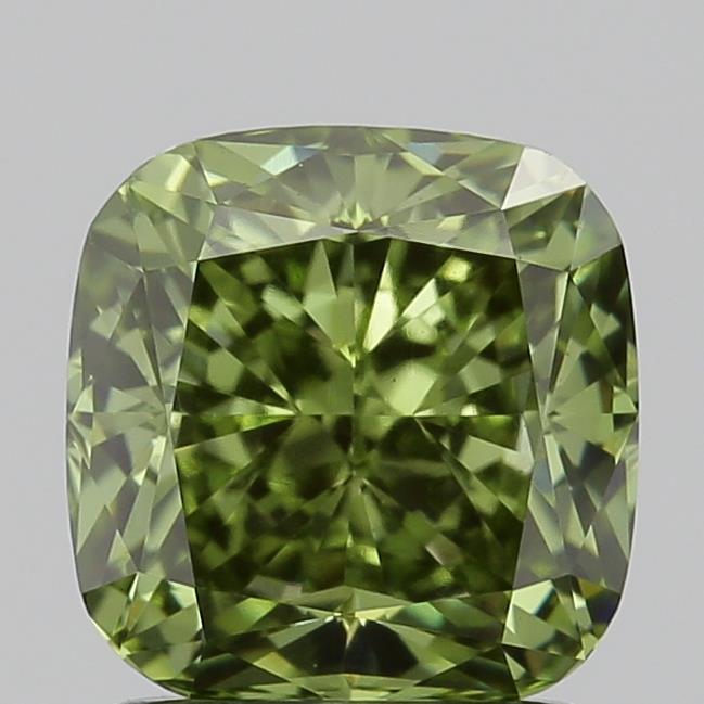 1.70 Ct. Fancy Vivid  Green Cushion Lab Grown Diamond