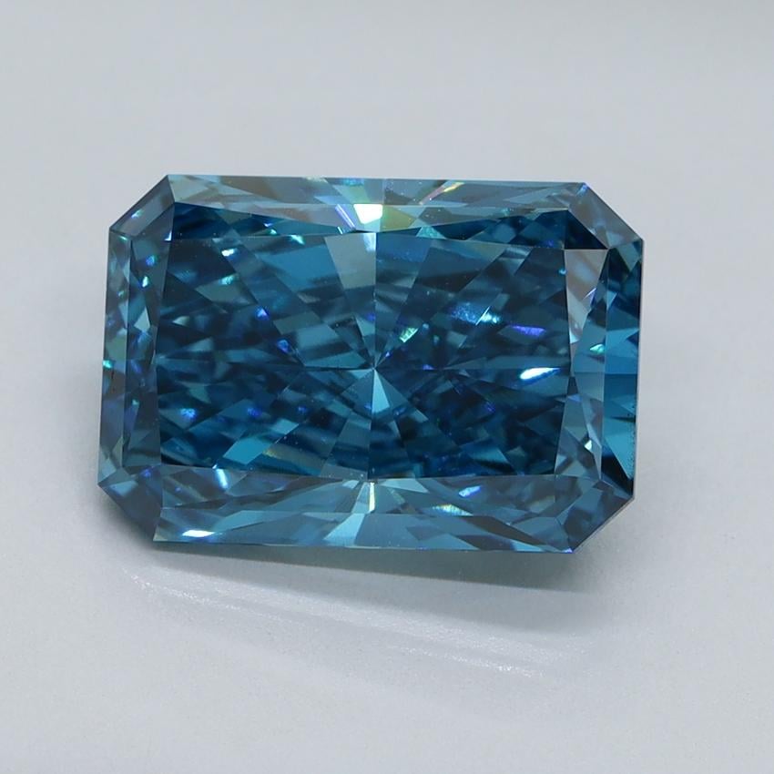 3.58 Ct. Fancy Vivid Malibu Blue Radiant Lab Grown Diamond