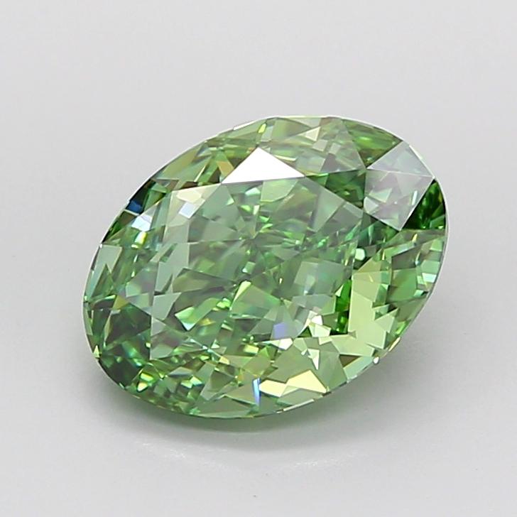 3.90 Ct. Fancy Vivid Green Oval Lab Grown Diamond