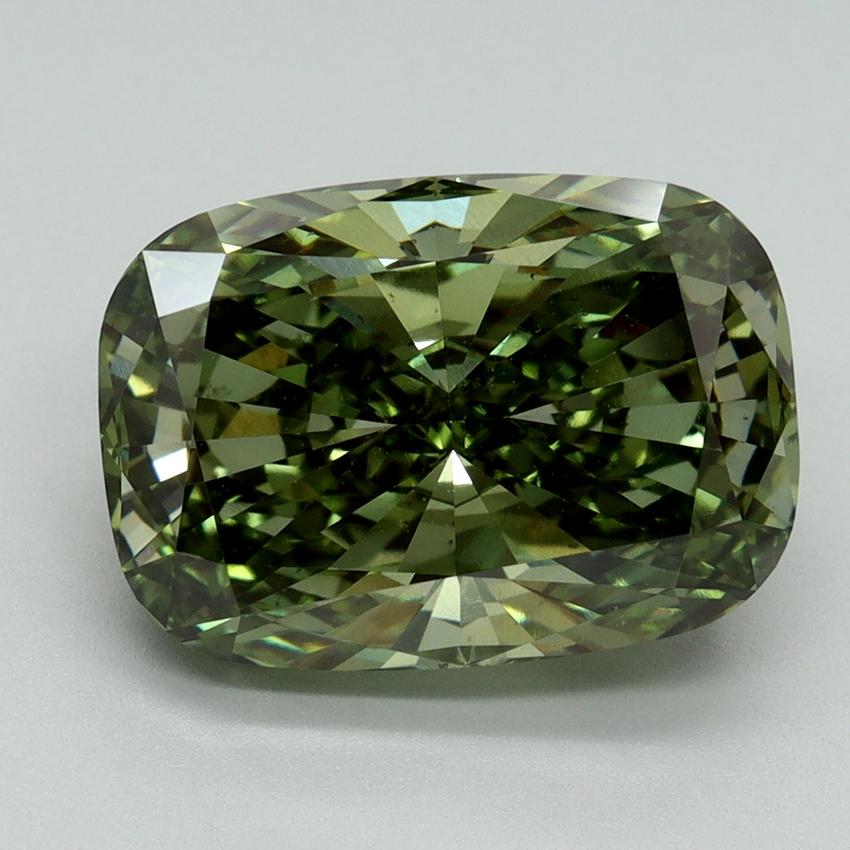 5.01 Ct. Fancy Vivid Green Cushion Lab Grown Diamond