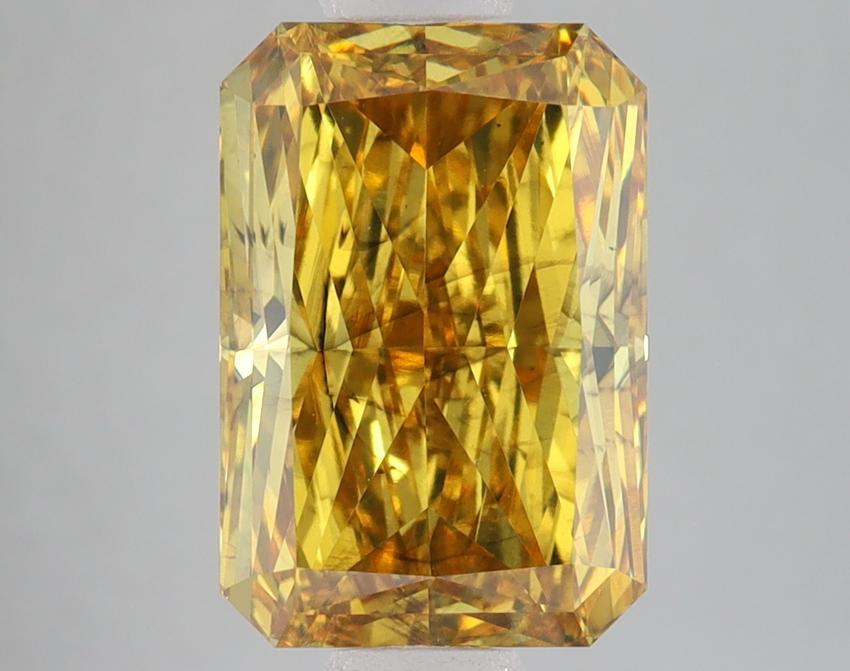 4.03 Ct. Fancy Vivid Brownish Yellow Radiant Lab Grown Diamond