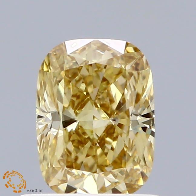 0.74 Ct. Fancy Intense Yellow Cushion Lab Grown Diamond