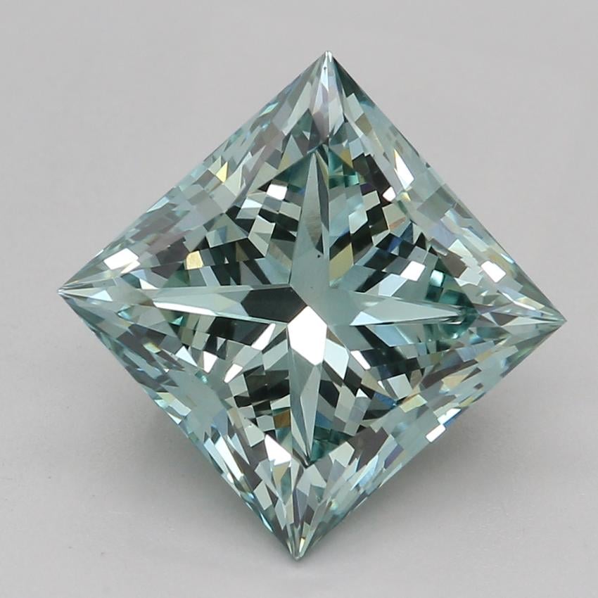 2.51 Ct. Fancy Intense Greenish Blue Princess Lab Grown Diamond