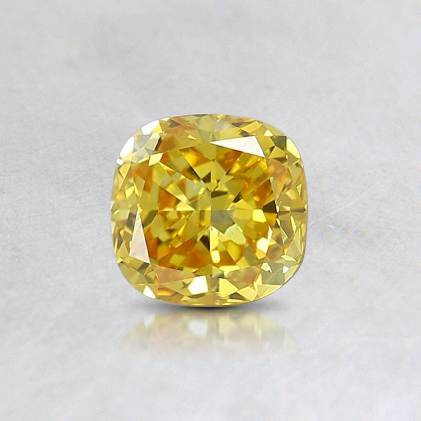 0.51 Ct. Fancy Vivid Yellow Cushion Lab Grown Diamond