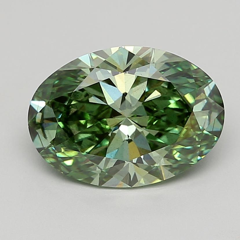 4.02 Ct. Fancy Vivid  Green Oval Lab Grown Diamond