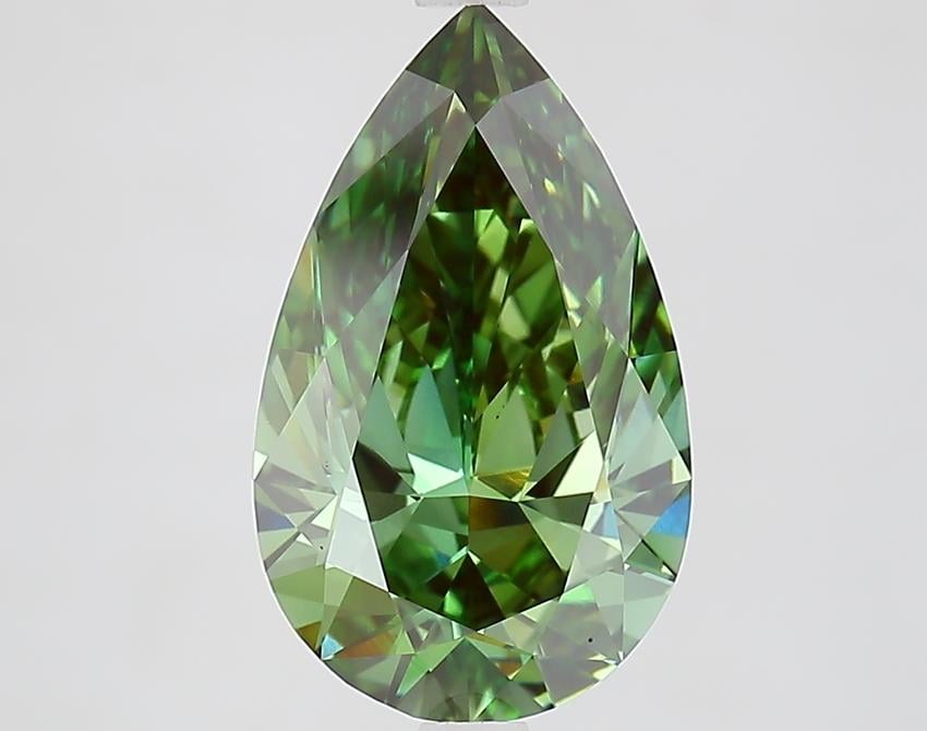 3.22 Ct. Fancy Vivid Green Pear Lab Grown Diamond
